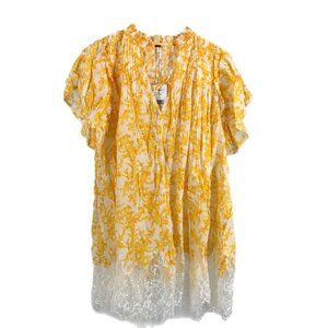 Free People Yellow Floral Knee-Length Sundress | Size XS
